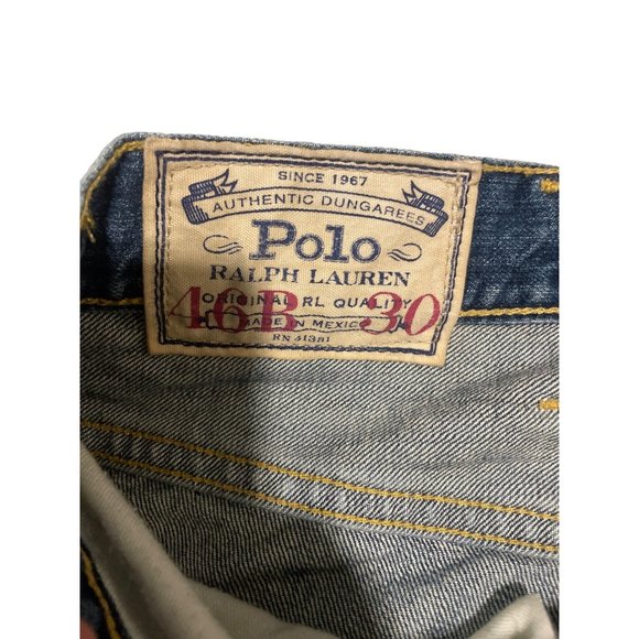 Mens POLO RALPH LAUREN Blue Denim Jeans Sz 46B X 30 Relaxed Straight - Picture 3 of 4